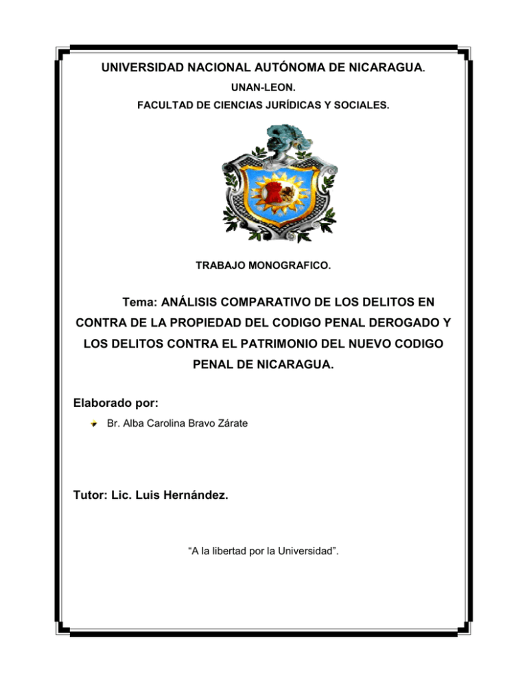 UNIVERSIDAD NACIONAL AUTÓNOMA DE NICARAGUA. Tema