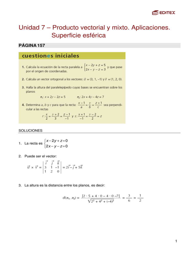 Unidad 7 Producto Vectorial Y Mixto