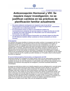 Anticoncepción Hormonal y VIH