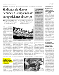 Sindicatos de Mossos denuncian la supresión de las oposiciones al