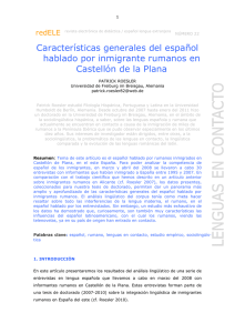Características generales del español hablado por inmigrante