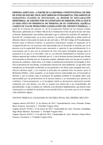 defensa adecuada. a partir de la reforma constitucional de diez de