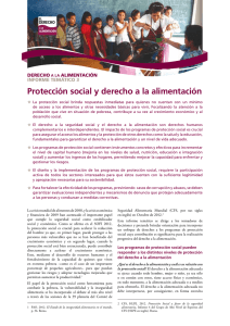 Derecho a la alimentación, Informe temático 3. Protección social y