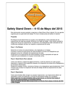 Safety Stand Down – 4-15 de Mayo del 2015 Protección de caídas