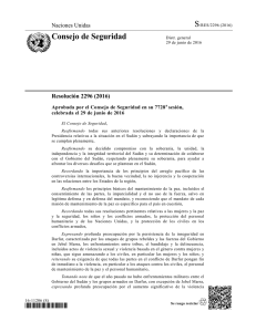 Resolución 2296 - Consejo de Seguridad de las Naciones Unidas