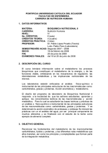 Bioquimica Nutricional II - Pontificia Universidad Católica del Ecuador