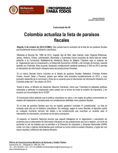 Colombia actualiza la lista de paraísos fiscales