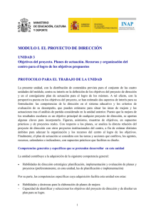UNIDAD 3. Objetivos del proyecto. Planes de actuaci&oacute;n. Recursos y