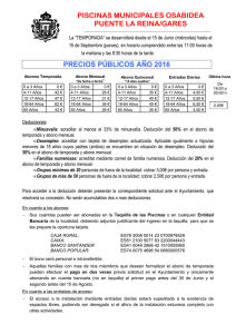 Cuotas Piscinas 2016 - Ayuntamiento de PUENTE LA REINA