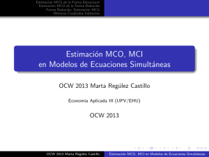 Estimación MCO, MCI en Modelos de Ecuaciones Simultáneas