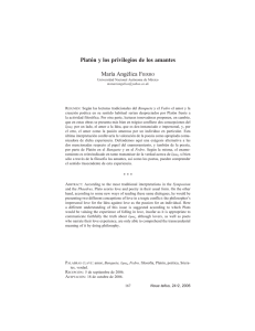 Platón y los privilegios de los amantes María Angélica FIERRO