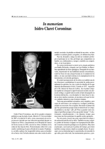 Editorial: In memoriam - Isidro Claret Corominas