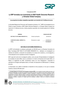 La SRP formaliza sus inversiones en BAP Health Outcomes