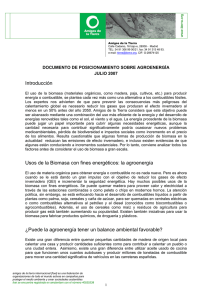 La posición de Amigos de la Tierra sobre Agroenergía