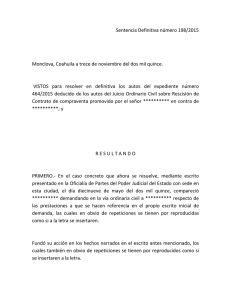 Sentencia Definitiva número 198/2015 Monclova, Coahuila a trece