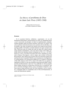 La ética y el problema de Dios en Juan Luis Vives