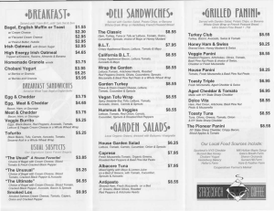 Stagecoach Coffee - Cooperstown Menus