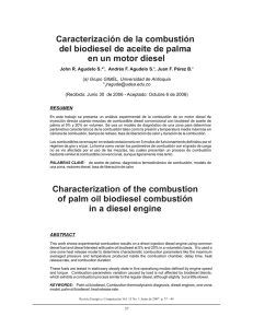 Caracterización de la combustión del biodiesel de aceite de palma