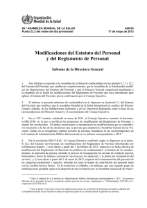 Modificaciones del Estatuto del Personal y del Reglamento de