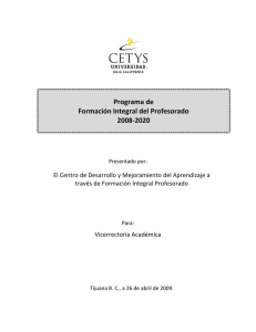 Programa de Formación Integral del Profesorado 2008-‐2020