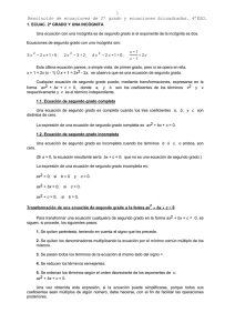 Resolución de ecuaciones de 2º grado y ecuaciones bicuadradas