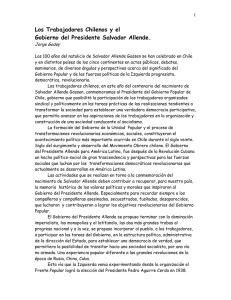 Los Trabajadores Chilenos y el Gobierno del Presidente Salvador