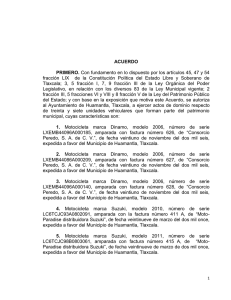 Se autoriza al Ayuntamiento de Huamantla, Tlaxcala, a ejercer actos