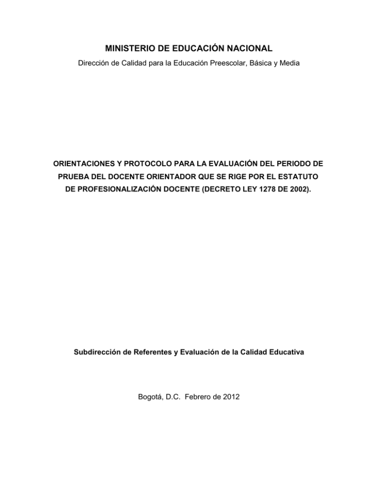 Protocolo para la Evaluacion del Periodo de Prueba Docente