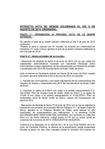 EXTRACTO ACTA DE SESIÓN CELEBRADA EL DÍA 6 DE AGOSTO