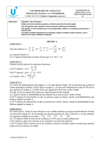 OPCIÓN A EJERCICIO 1 Sean las matrices A = , B = , C = , D = . a