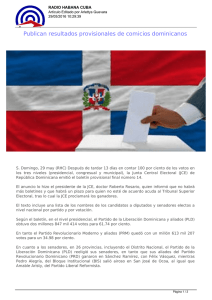 Publican resultados provisionales de comicios dominicanos