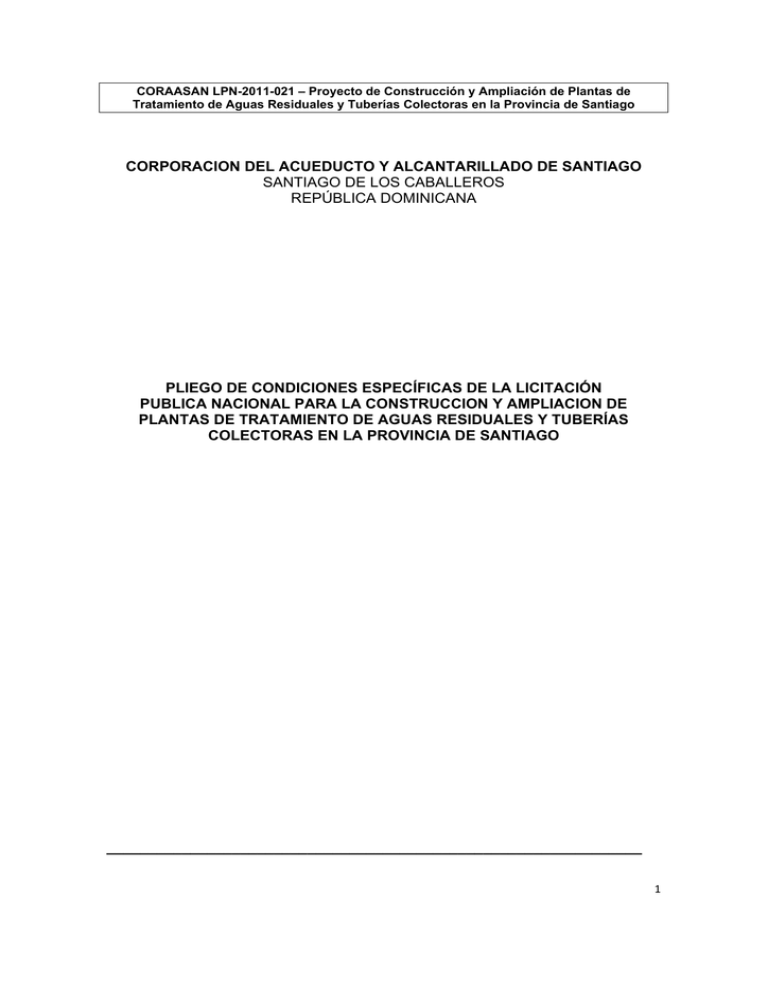 Bases LPN-021 - Corporación del Acueducto y Alcantarillado de