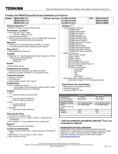 Toshiba mini NB505 Especificaciones detalladas de Producto1