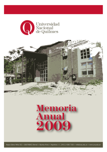 Tapa Memoria 2009 - Universidad Nacional de Quilmes