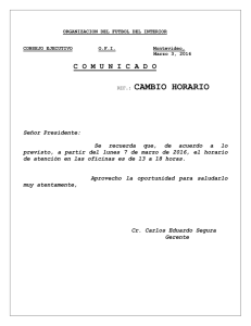 REF.: CAMBIO HORARIO - Organización de Fútbol del Interior