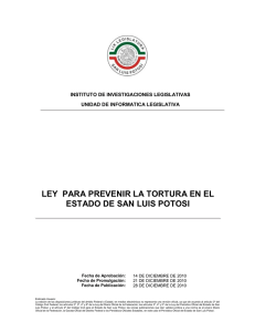 ley para prevenir la tortura en el estado de san luis potosi