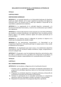 Reglamento de Deportes - Universidad Autónoma de Querétaro