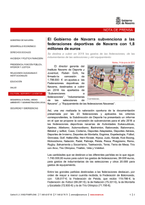El Gobierno de Navarra subvenciona a las federaciones deportivas