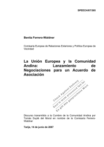 La Unión Europea y la Comunidad Andina: Lanzamiento