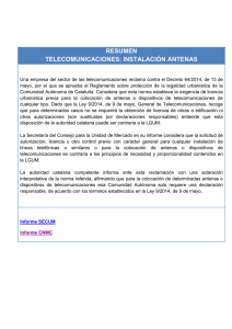 26.6 TELECOMUNICACIONES. Instalación de antenas. Cataluña