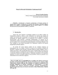 Notas de Derecho Eclesiástico Latinoamericano1