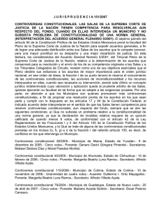 jurisprudencia 151/2007 controversias constitucionales. las salas de