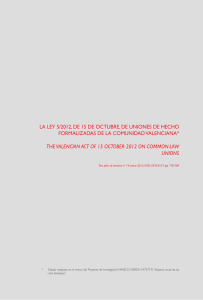 LA LEY 5/2012, DE 15 DE OCTUBRE, DE UNIONES DE HECHO