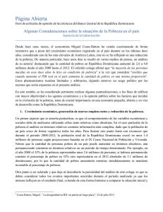 Algunas Consideraciones sobre la situación de la Pobreza en el país