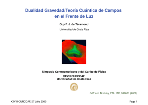 Dualidad Gravedad/Teorıa Cu´antica de Campos en el Frente de Luz