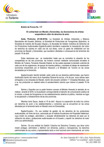 Boletín de Prensa No. 117 En solidaridad con Manabí y Esmeraldas