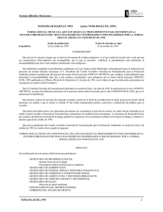 Normas Oficiales Mexicanas NOM-054-ECOL-1993 1 NOM