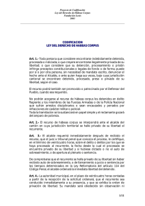 CODIFICACION DE LA LEY DEL DERECHO DE HABEAS CORPUS