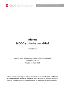 Informe MOOC y criterios de calidad - Crue-TIC