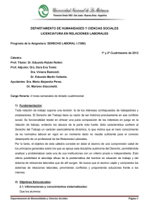 Derecho Laboral I - Departamento de Humanidades y Ciencias
